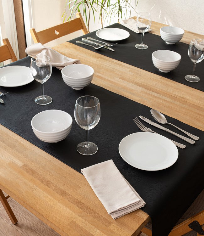 Lederen tafelloper Monaco - Black