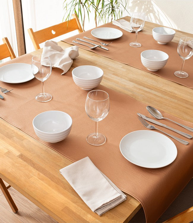 Lederen tafelloper Monaco - Copper