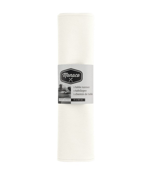 Lederen tafelloper Monaco - Cloud White