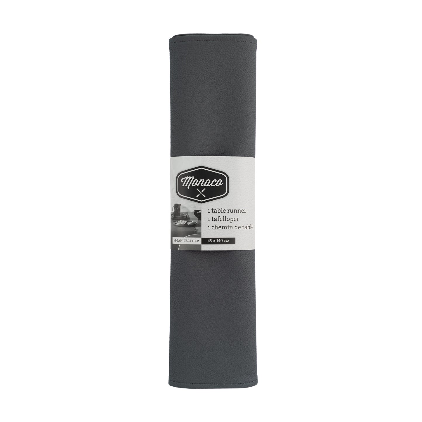 Lederen tafelloper Monaco - Steel Grey
