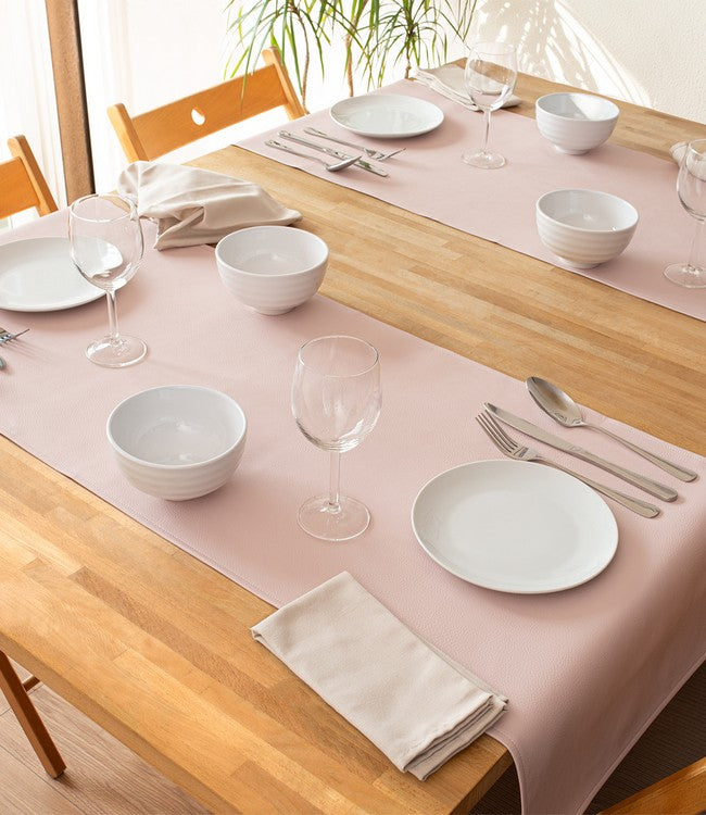 Lederen tafelloper Monaco - Cloud Rose