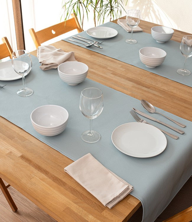 Lederen tafelloper Monaco - Sky Grey