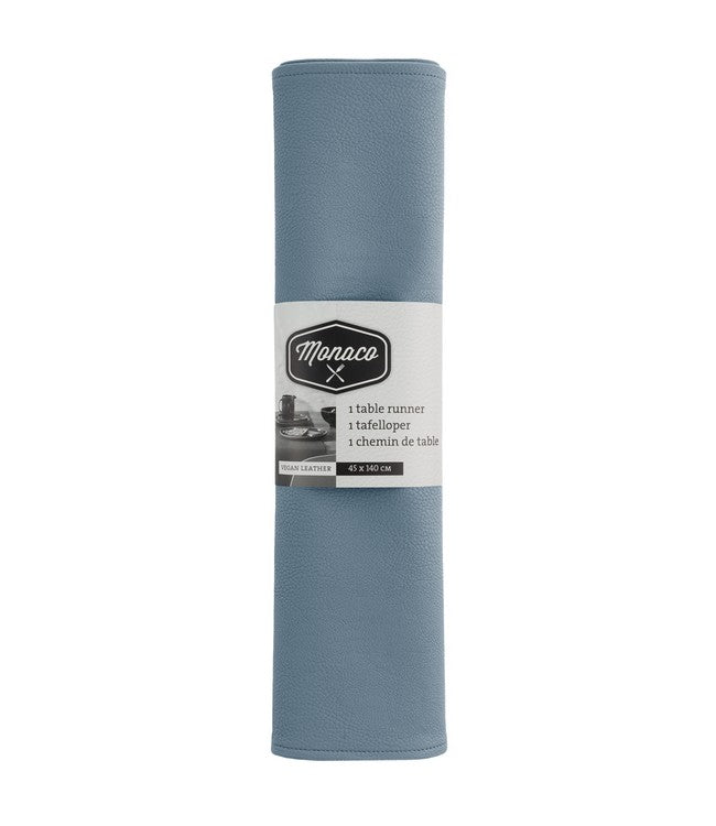 Lederen tafelloper Monaco - Denim Grey