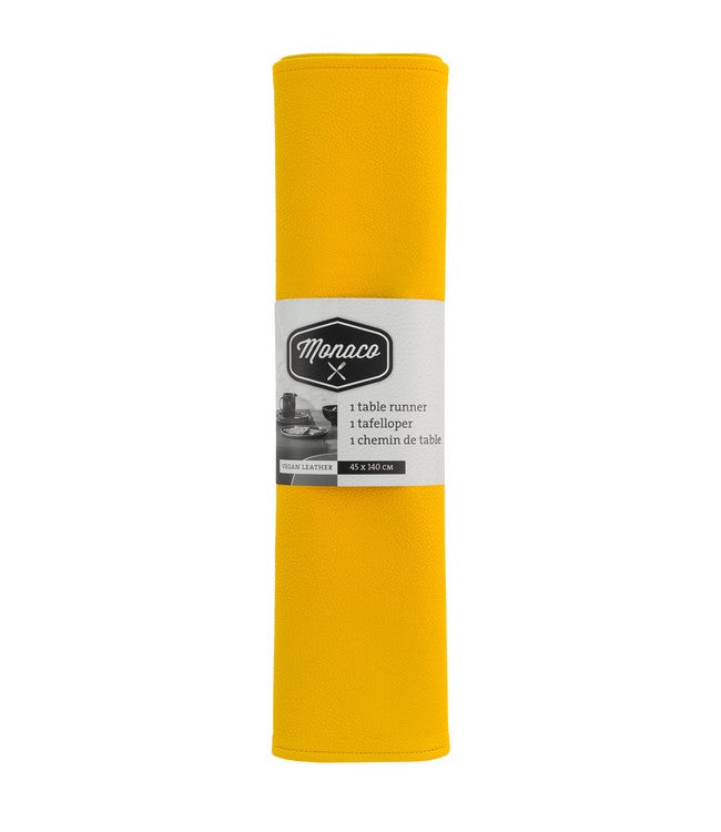 Lederen tafelloper Monaco - Sunglow Yellow