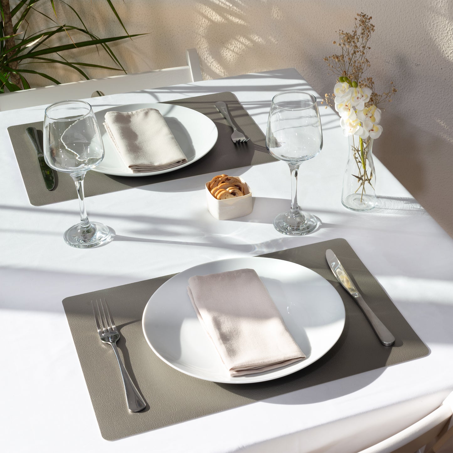 Placemat - dubbelzijdig - White silver