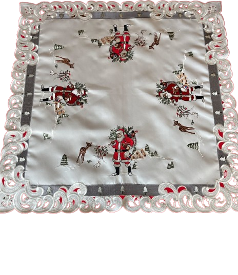 Kersttheenap geborduurd 85 x 85