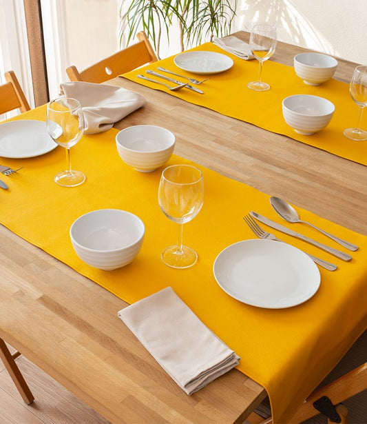 Lederen tafelloper Monaco - Sunglow Yellow